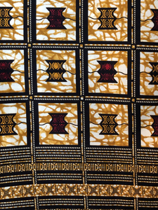 アフリカ布　糸をつむぐ柄  1ヤード（115cm x 90cm ）